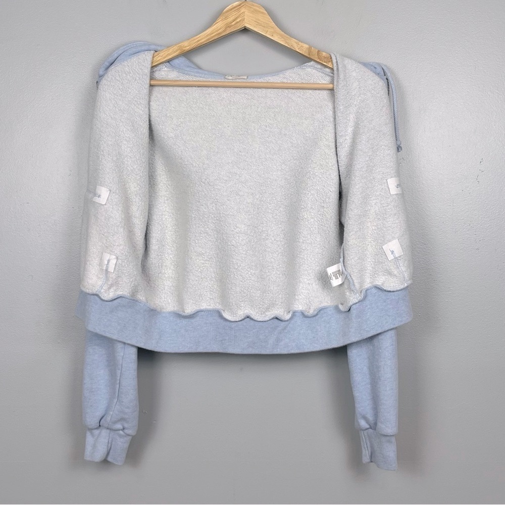 John Galt blue cropped full zip sweatshirt hoodie cotton poly jacket, OS. - Picture 6 of 8